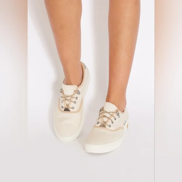 Timberland Amherst Canvas Beige Oxford Women Shoes | Size 6 - Picture 2 of 12